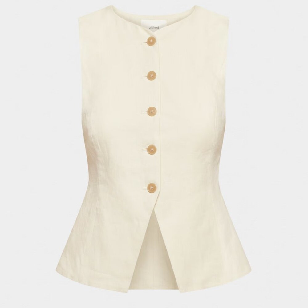 Aritzia Regal Vest Japanese Crepe Button Up in Birch - Women's Size 2